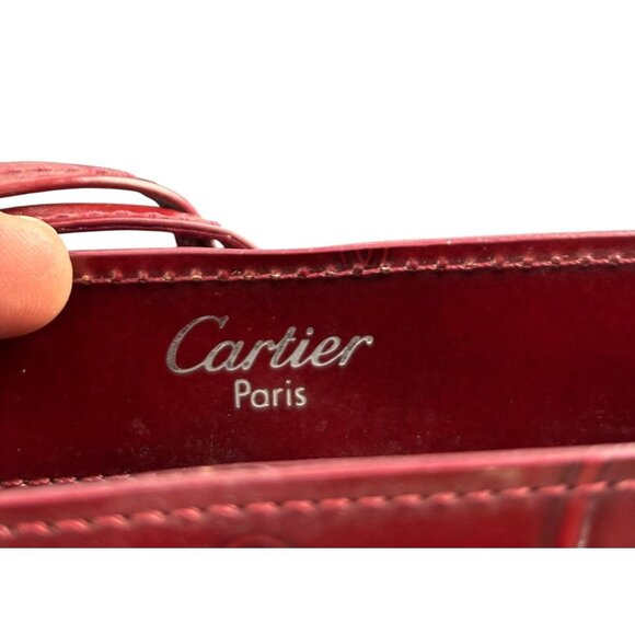 CARTIER: Burgundy, Patent Leather "Double C" Logo Backpack #1391 - Picture 5 of 6